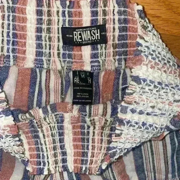 Rewash‎ brand Women’s Linen striped pants, stretch waist, Size M - Picture 5 of 13